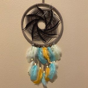 Dream Catcher Tan and Brown colorful feathers